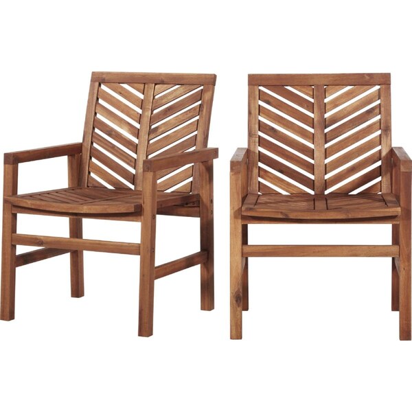 Walker Edison Furniture Patio Wood Chairs; Brown, 2PK OWC2VINBR Zoro